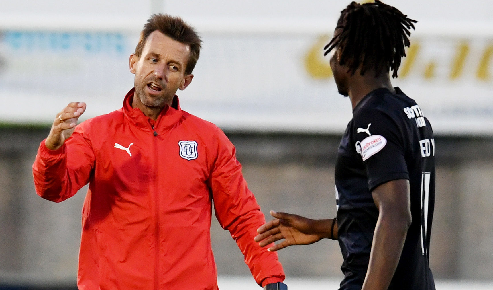 Neil McCann, left, with one of his new signings Jean Mendy.