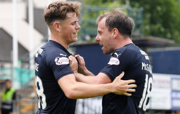 Midfielders Lewis Spence, left, and Paul McGowan both scored against Brechin on Saturday.