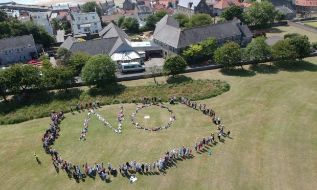 Residents spelled out their opposition to a care home on Bankie Park