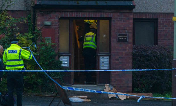 Police activity outside the Arklay Street flats in September 2017.