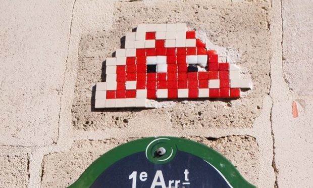 Artwork by Invader on the streets of Paris