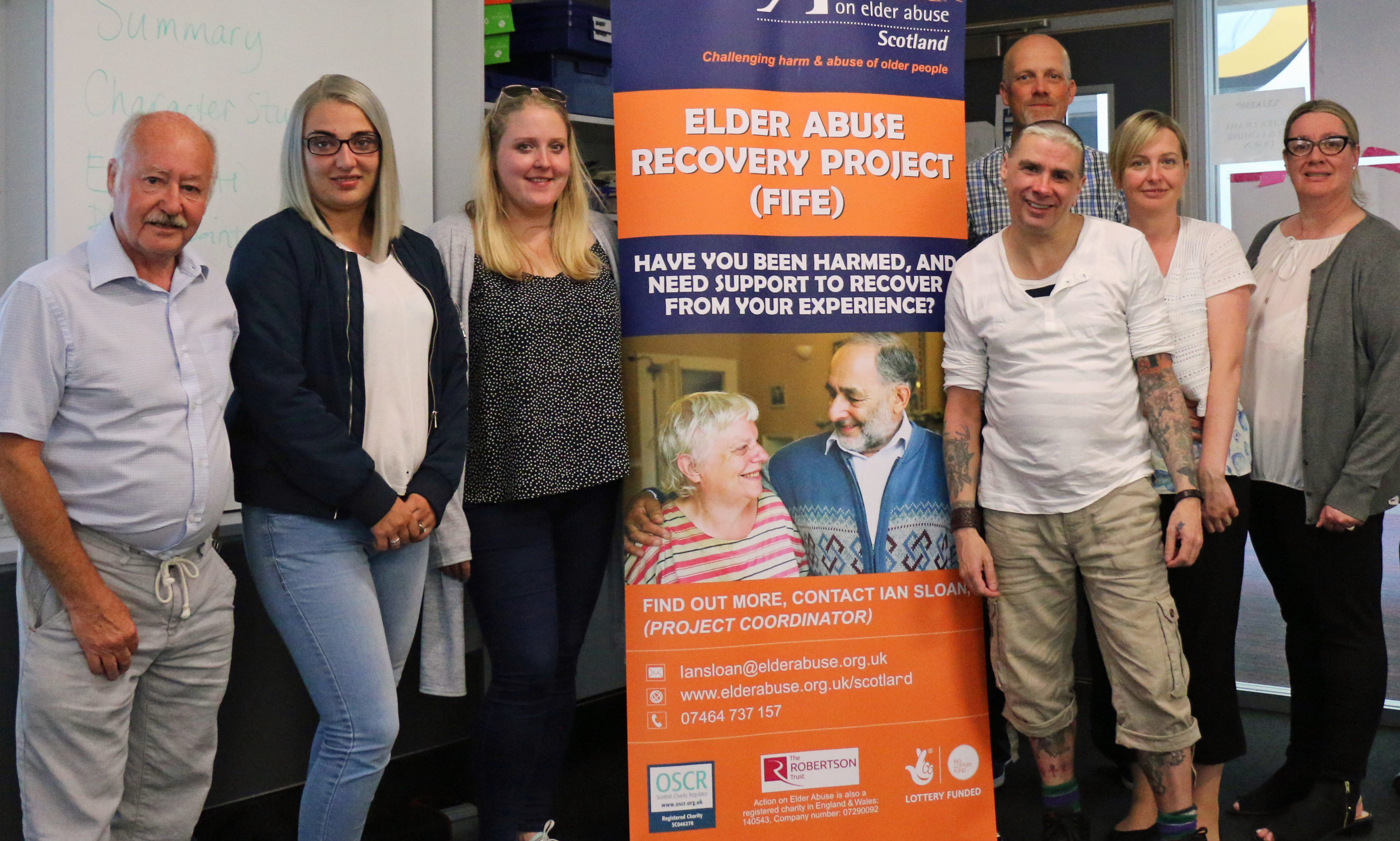 From left Ian Sloan, recovery project coordinator; and volunteers Shona Winsborough, Isobel Nunn, Steven Malcolm, Rhona Shearer and Jackie Mullen, with Brain Rapley, service coordinator (at rear).