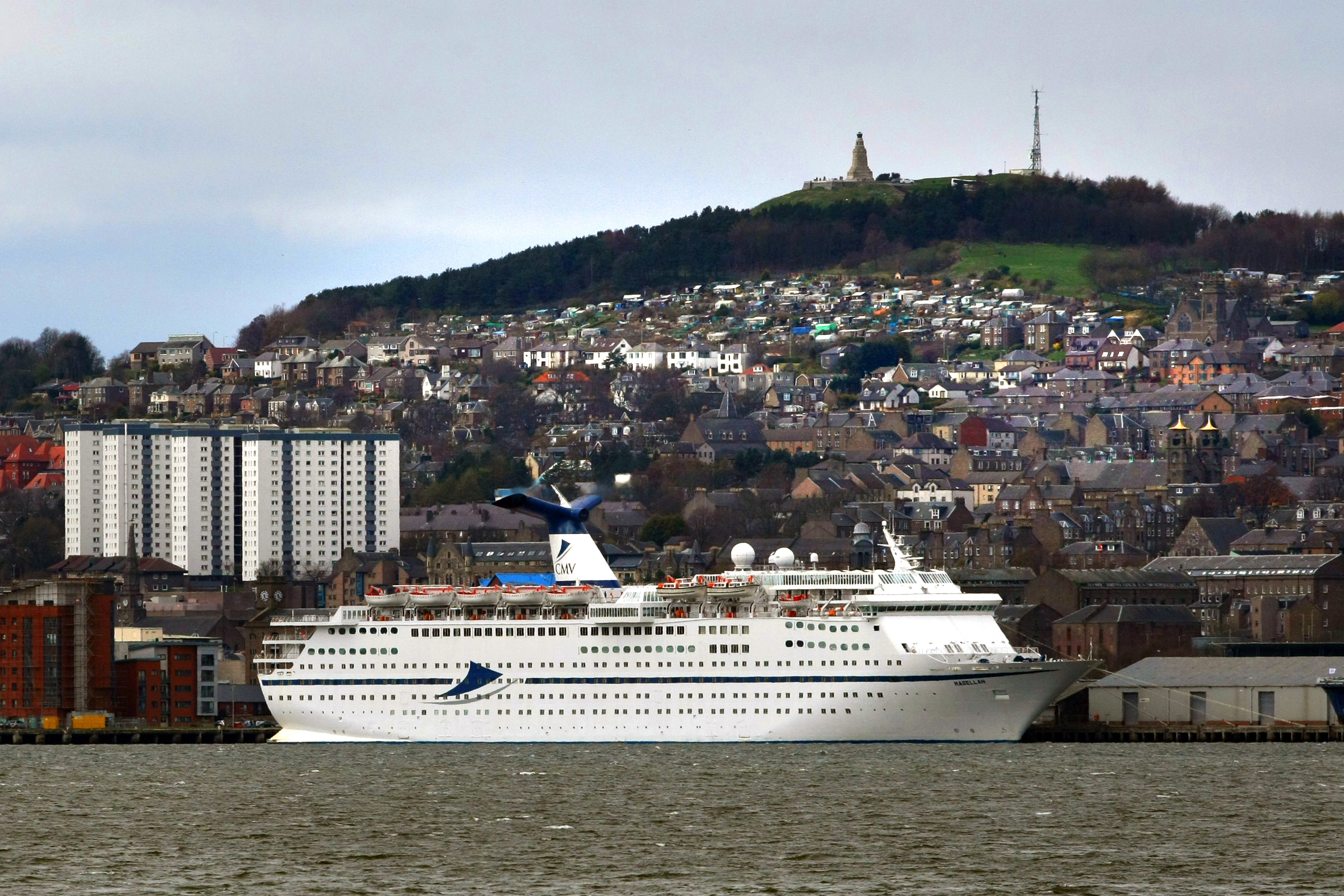 The cruise ship Magellan docked in Dundee in April 2018
