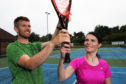 Tennis coach David Anderson with Gayle Ritchie.