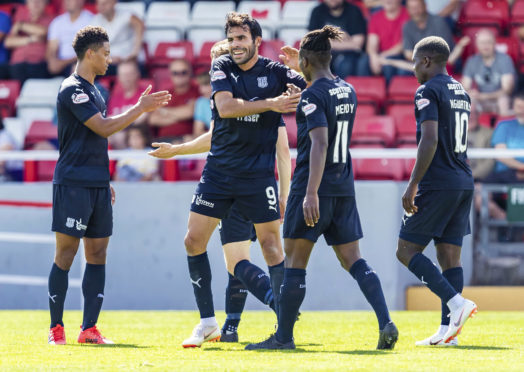 Sofien Moussa celebrates his first goal.