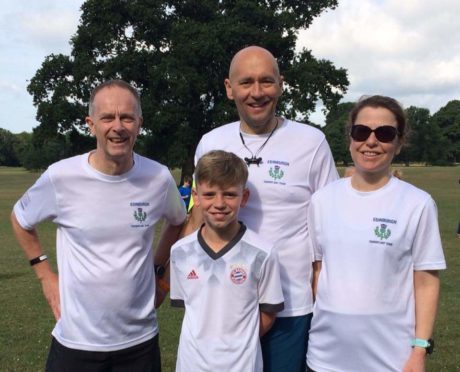 From left to right: David Mushet, Peter Boag and his son Nathan and Susan Alexander at the Camperdown Park run.