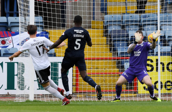 Lawrence Shankland opens the scoring for Ayr.
