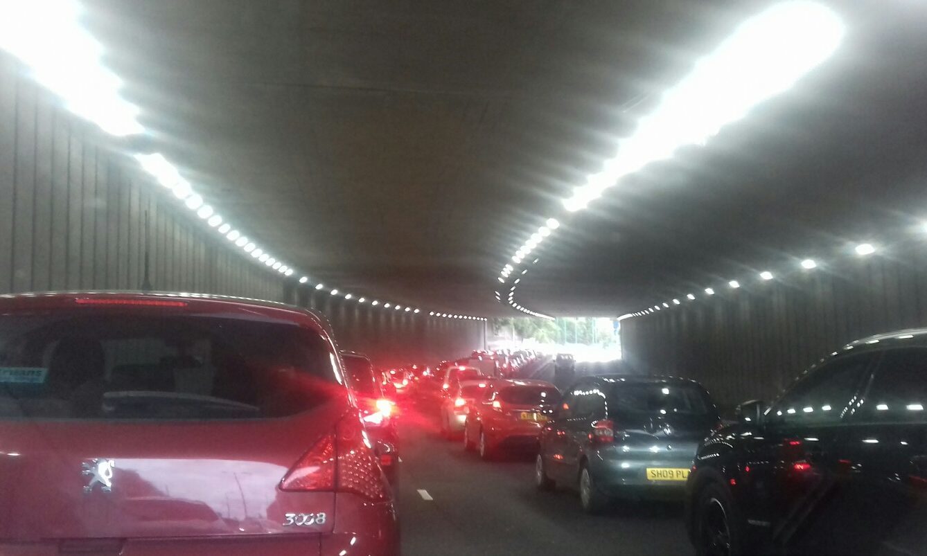 Traffic on the East Marketgait underpass earlier this year, following similar road closures. To avoid sitting in traffic, Dundonians are being advised to leave the car at home.