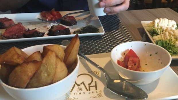 The main meal included four types of Wagyu beef, chips cooked in Wagyu fat and vegetables.