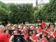 The Carnoustie band performing in front of the Notre Dame Cathedral in Paris