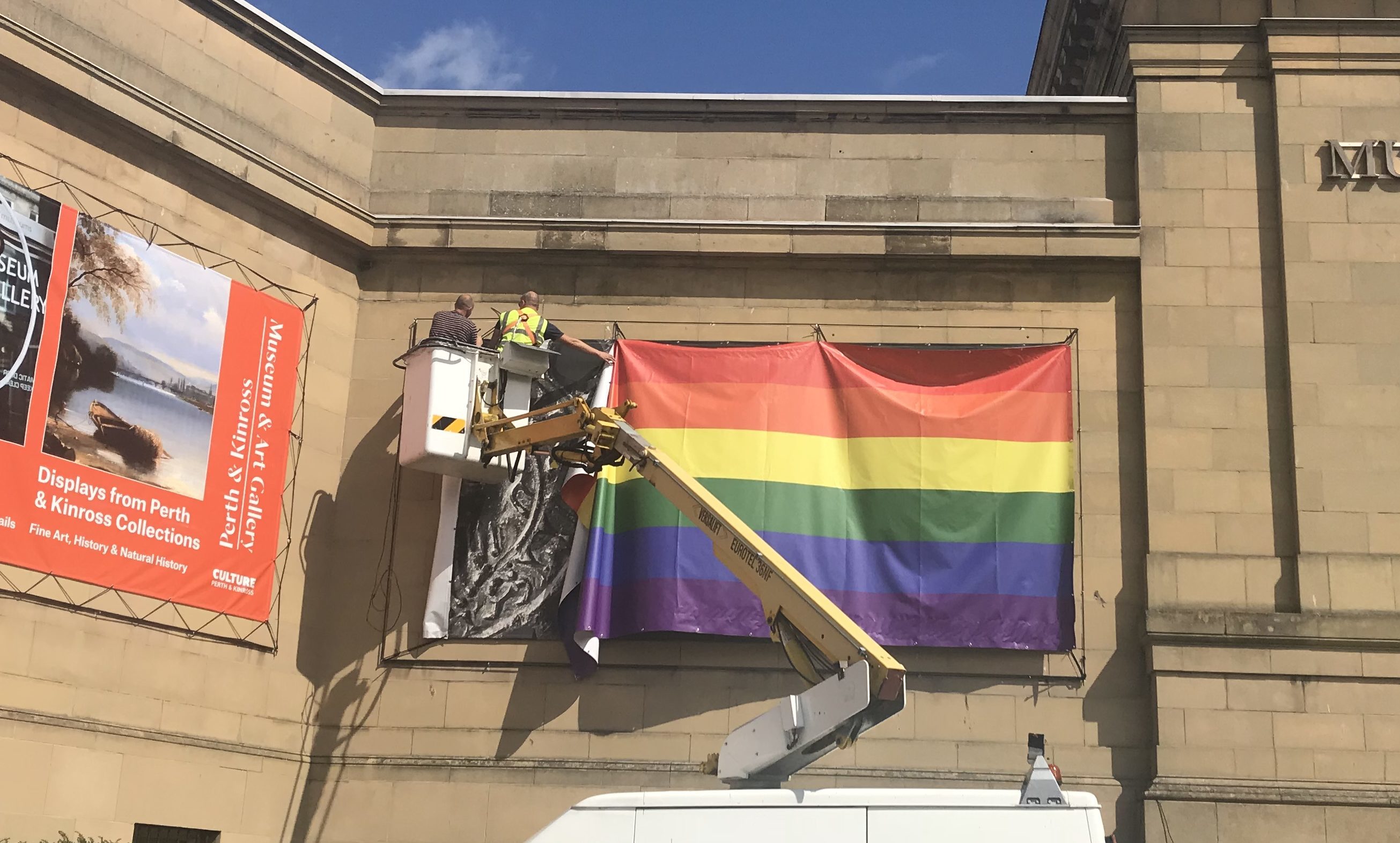 The rainbow flag is installed at Perth Concert Hall plaza ahead of first Perthshire Pride