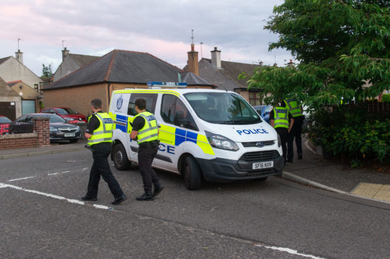 The police presence at the scene of the incident at Old Halkerton Road, Forfar in August 2018.