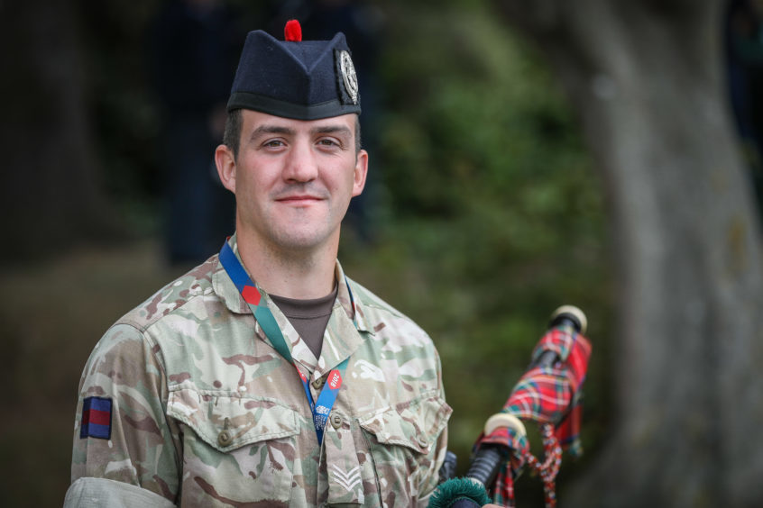 LSgt John Mitchell from Dundee who will be one of 7 'Lone Pipers'.