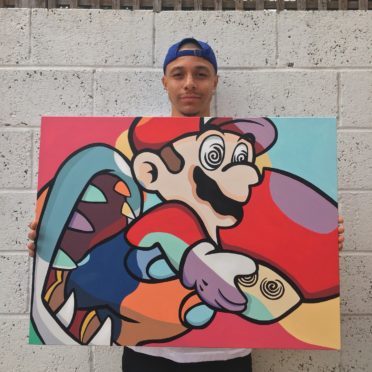 Leighton with one of his pop art creations.