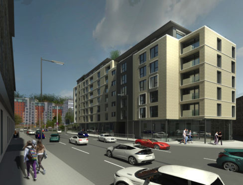 A string of new modern flats are set to be built in Dundee. Pictured:  Designs proposed for 43 flats as well as shops and a restaurant at Marketgait