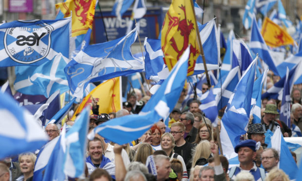 Scottish independence supporters gathered.