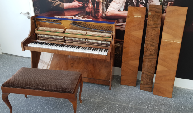 The damage inflicted on the piano donated by Dave Patterson to Dundee Railway Station.