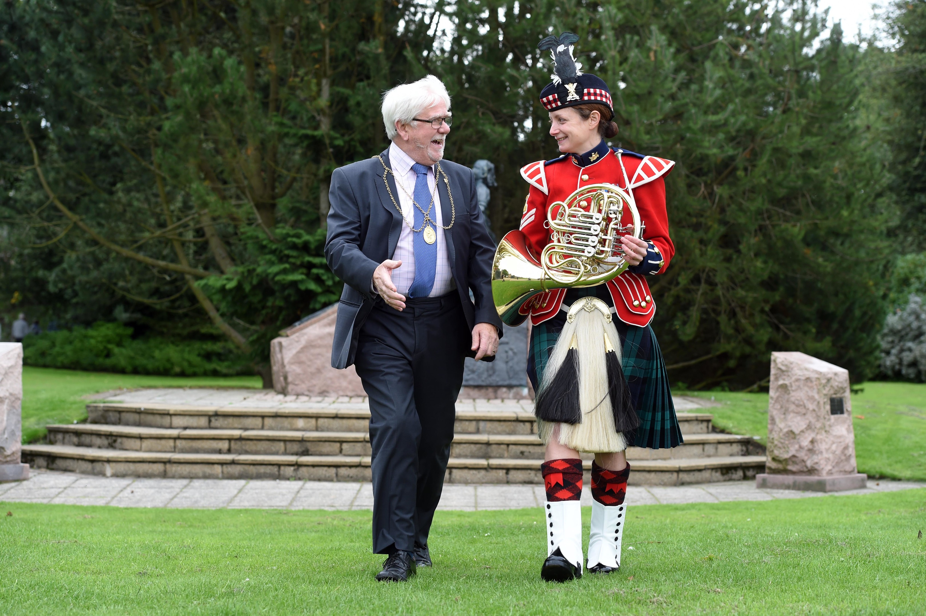 Perth and Kinross Provost Dennis Melloy with Corporal Joanne Ward.