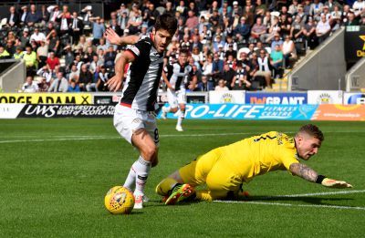 Jack Hamilton makes his costly mistake against St Mirren.