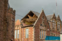 The roof collapsed during high winds.
