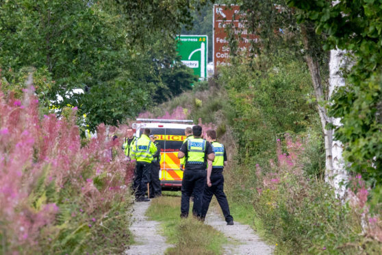 Police near where the tragic discovery was made.