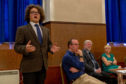 Councillor Dominic Nolan speaking at a recent public meeting.