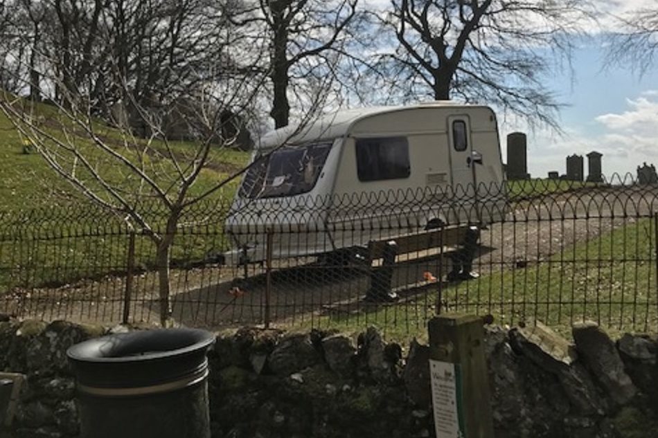 A caravan filled with junk was dumped near Cortachy