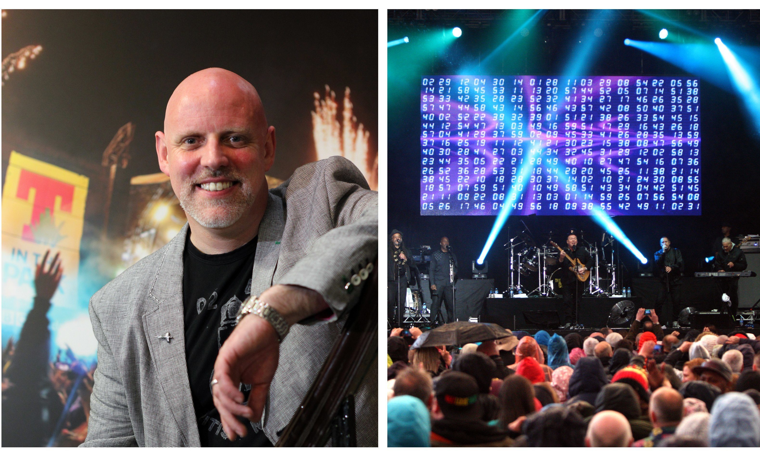 Geoff Ellis, left, and the first concert at Slessor Gardens, right.