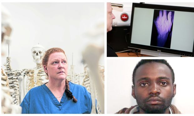 Dame Professor Sue Black (left) and paedophile Jeremy Oketch (bottom right).