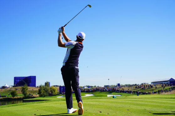 Justin Rose of Europe in practice at the Ryder Cup in Paris.