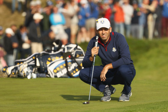 Sergio Garcia is back out in fourballs with Rory McIlroy on the second day of the Ryder Cup.