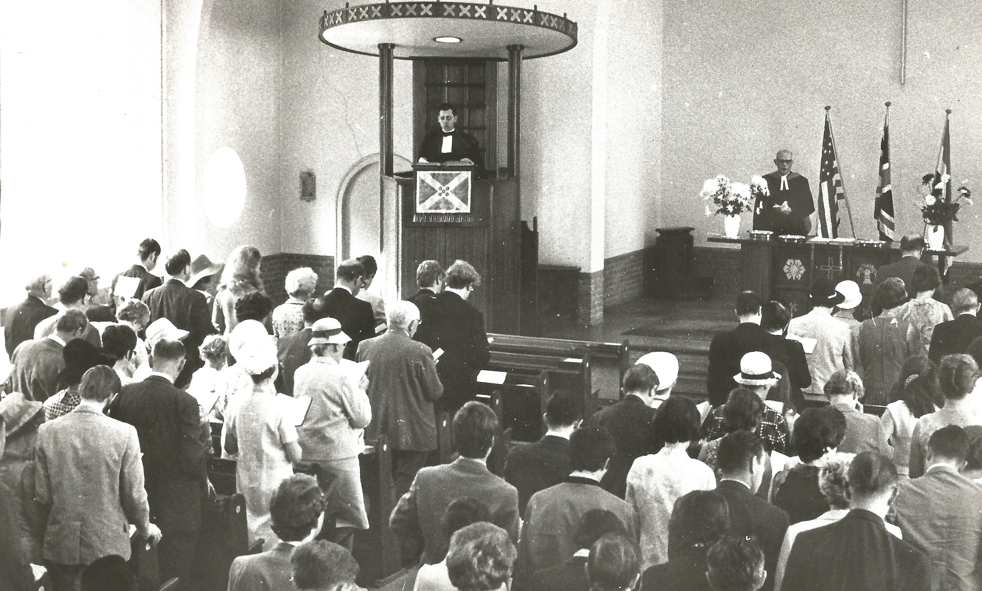 A service at the Rotterdam Kirk in 1970