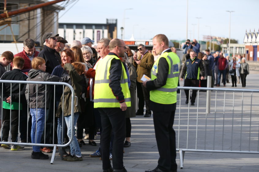 Crowds await entry to the V&A on opening day.