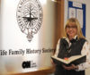 Fife Family History Society chairman Alison Murray and some of the resource material