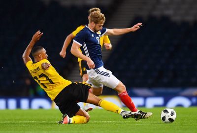 Stuart Armstrong in action against Belgium.