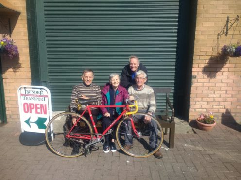 Lil Stewart's bike was donated to Dundee Museum of Transport on Friday.

L-R Neil Hutchison, Lil Stewart, Charly Mathers, and Lionel Wylie