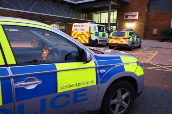 Police vehicles at the Links Medical Centre in Montrose on Wednesday night