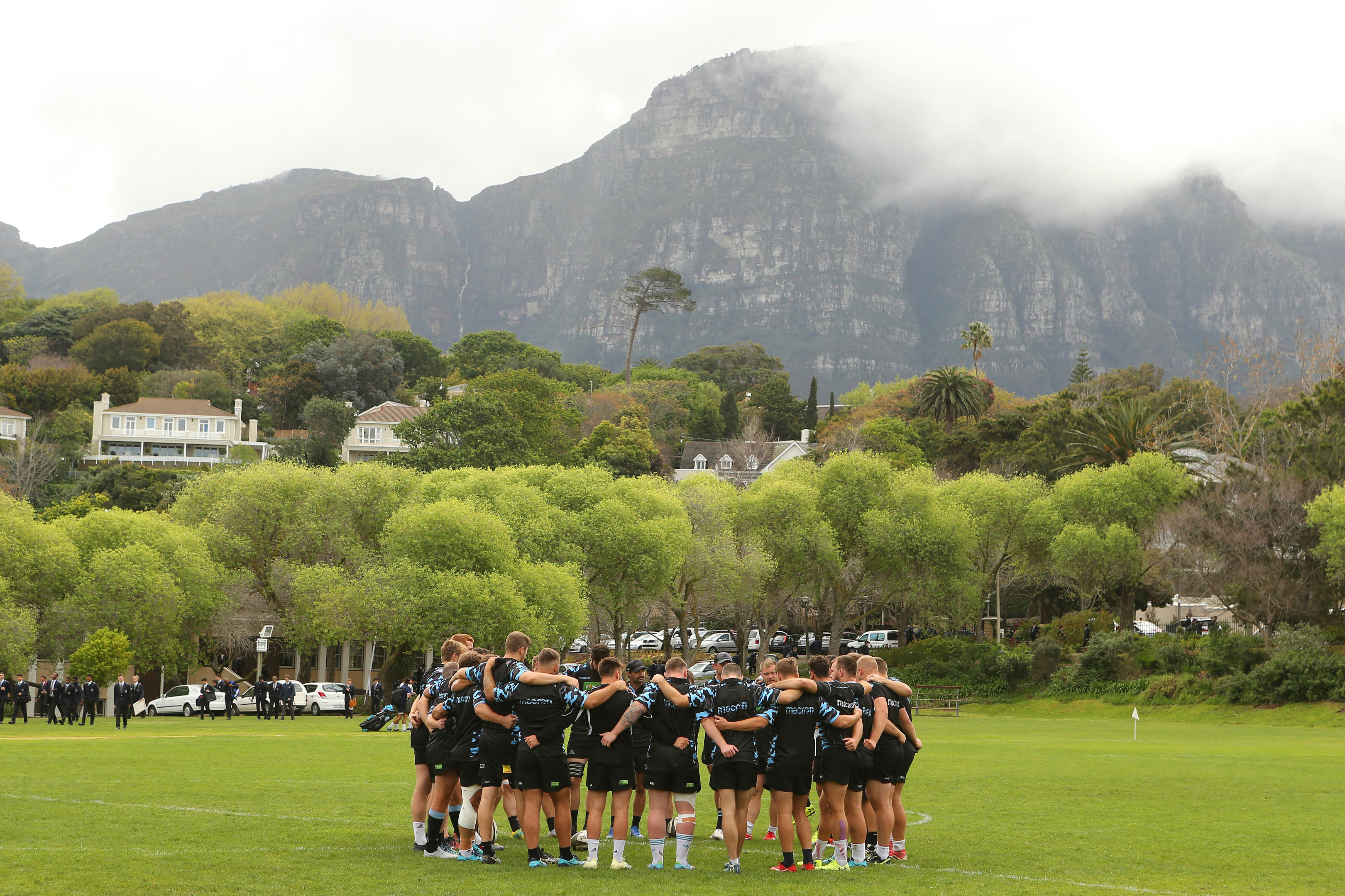 Glasgow Warriors trained yesterday in the shadow of Table Mountain in Cape Town.