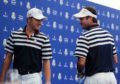 Jordan Spieth and Bubba Watson share the joke during their press conference at the Ryder Cup.