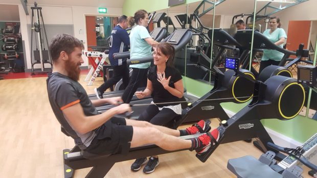 Kevin McKee with cardiac rehab instructor Sheona McHale.