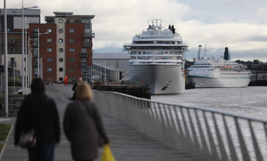 Two huge cruise ships dock in Dundee, bringing more than 1000