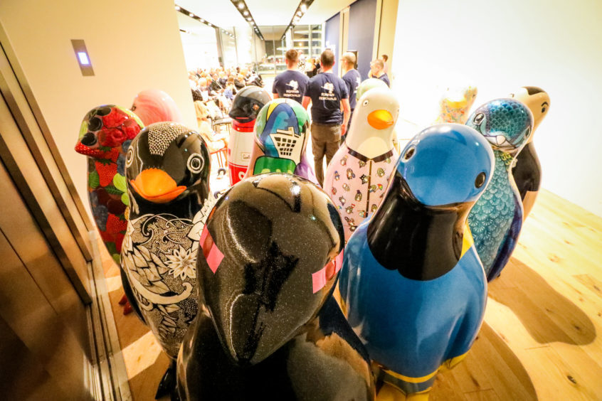 The penguins lined up for the auction.