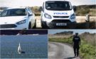 Police at Lunan Bay after the yacht Osprey was spotted offshore.