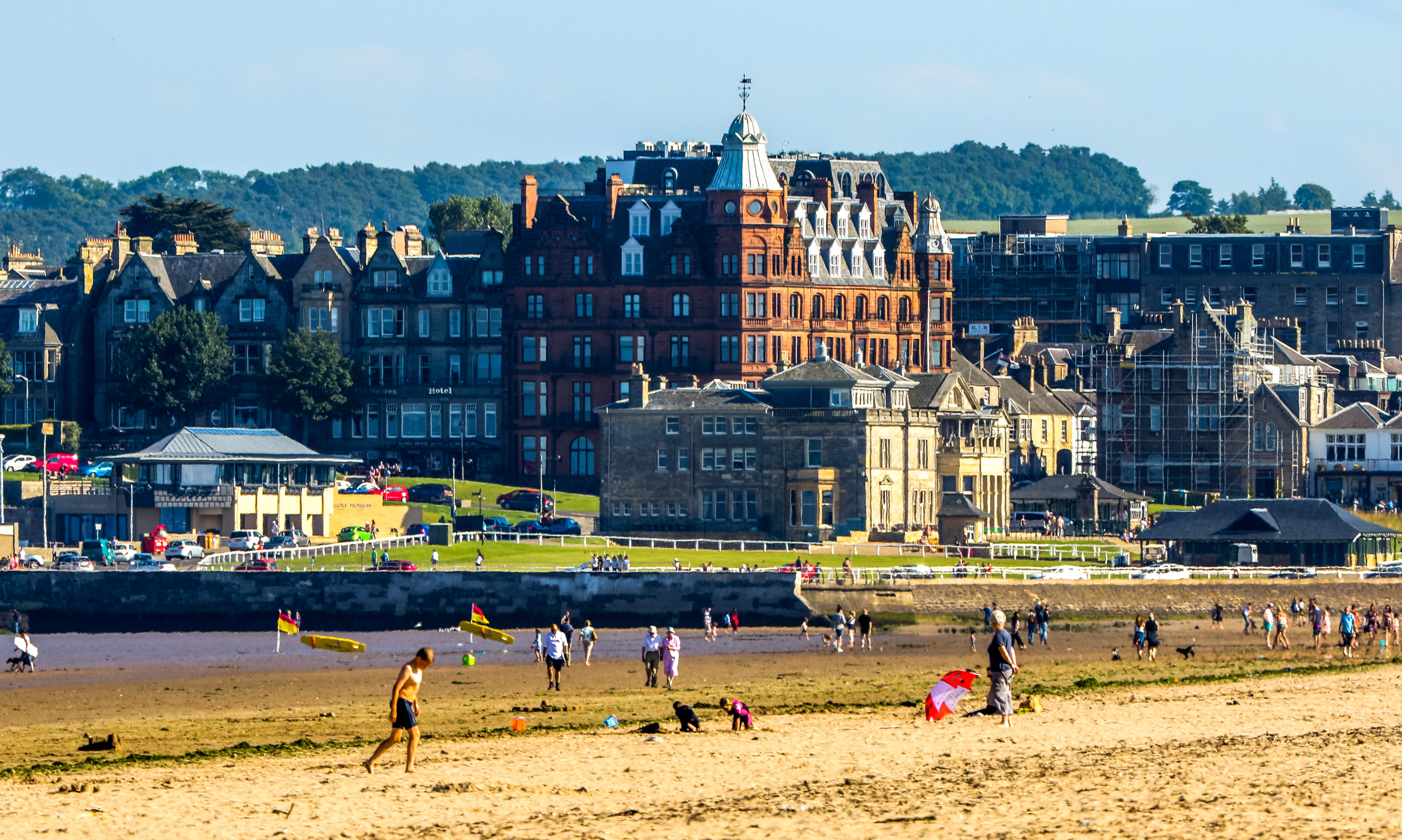 A sunny day at St Andrews West Sands.