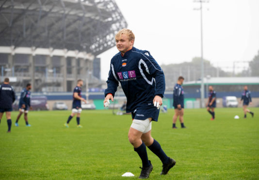 Edinburgh's Luke Hamilton in training at BT Murrayfield.