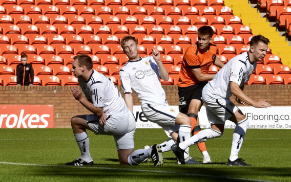 Matty Smith scoring against Alloa in the Irn-Bru Cup earlier this season.