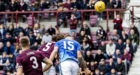 Hearts Peter Haring (5) opens the scoring.