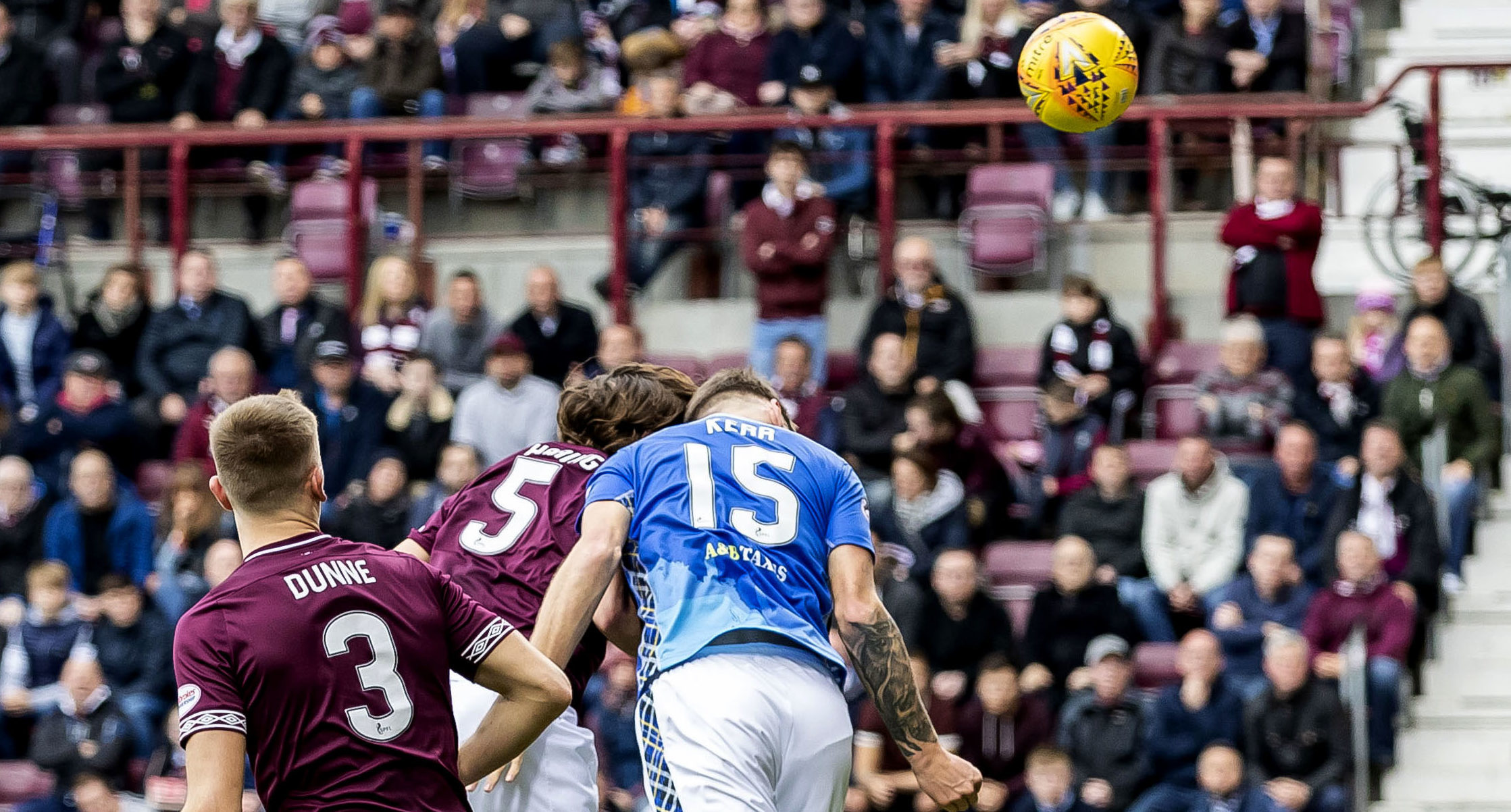 Hearts Peter Haring (5) opens the scoring.