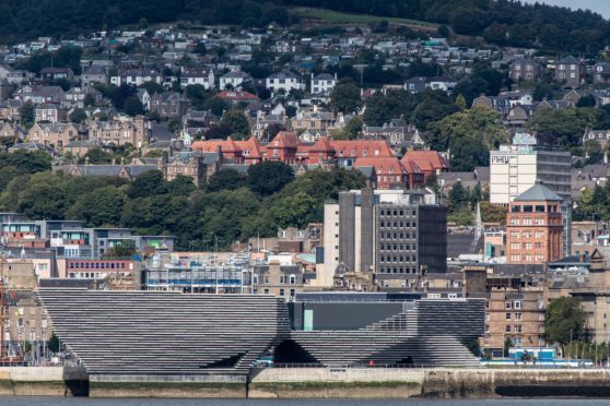 The iconic V&A Dundee viewed from across the Tay in Newport
