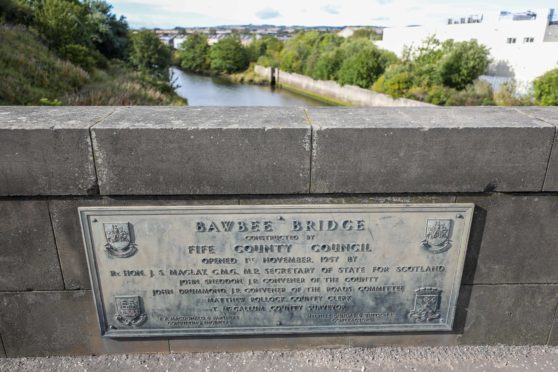 The Bawbee Bridge which joins Leven and Methil in Fife.